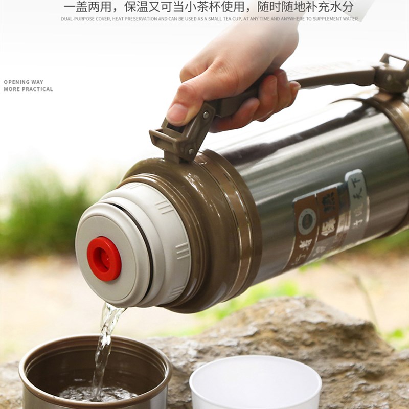 保温壶大容量2L不锈钢户外w车载旅行壶家用热水壶保温瓶保温杯3升