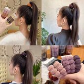 春夏新款 毛巾发圈不伤头发橡皮筋毛毛发圈高弹力耐用头绳 简约罐装