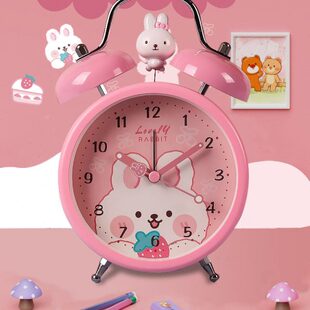 钟意轩可爱卡通闹钟儿童女孩学生用起床神器大音量带夜灯静音闹表