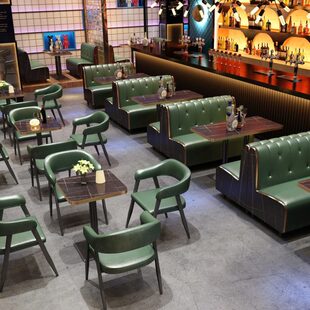 工业风清吧小酒馆桌椅组合复古酒吧咖啡西餐厅餐饮烧烤店卡座沙发