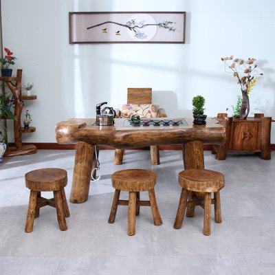 庭院家具中式大茶桌休闲会所功夫茶桌椅组合别墅花园户外茶台茶几