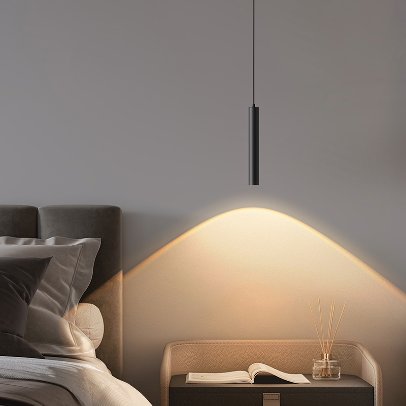 床头吊灯高级感轻奢极简长条餐厅小山丘L主卧室可升降垂线小吊灯