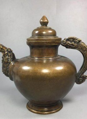 纯铜龙壶龙嘴龙手柄手把铜酒壶茶壶家居茶道酒店装饰工艺礼品摆件