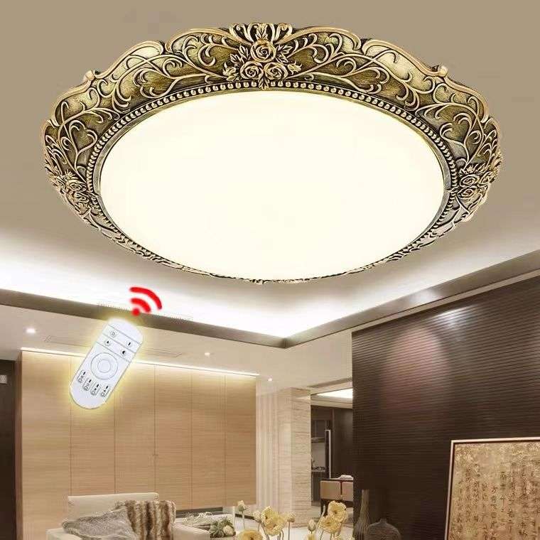 卧室欧式复古家用房间灯具简欧美式圆形仿古主卧新款欧美风书房灯