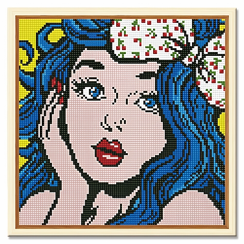 得艺DIY钻石画32.5*32.5手工带框新款人物女孩卡通钻石画满钻