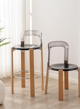 复古rey餐椅设计师实木洽谈椅子 家用餐桌椅靠背书桌椅中古雷伊椅