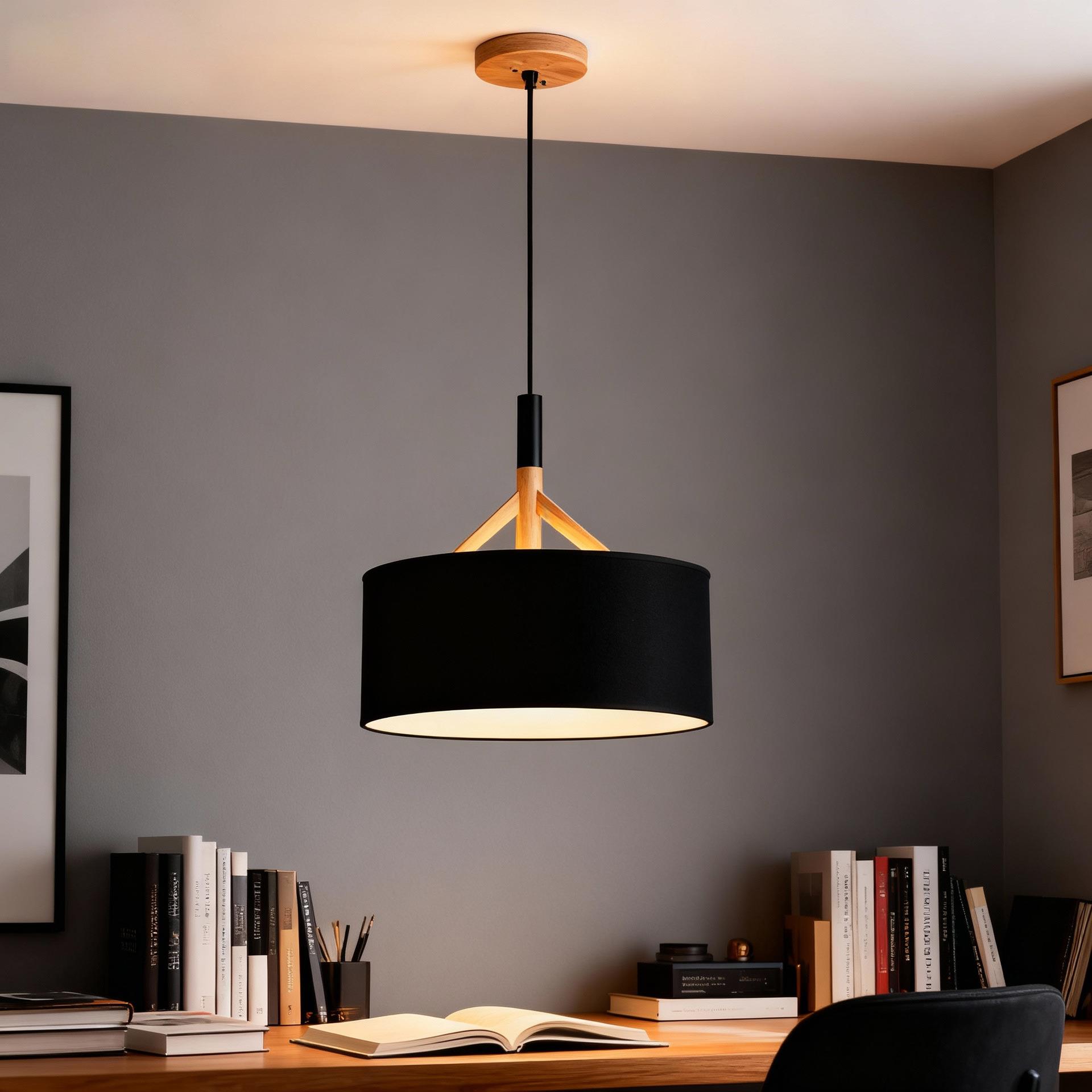 北欧吊灯创意布艺吧台咖啡厅餐厅灯简约现代木艺单头饭店餐桌吊灯