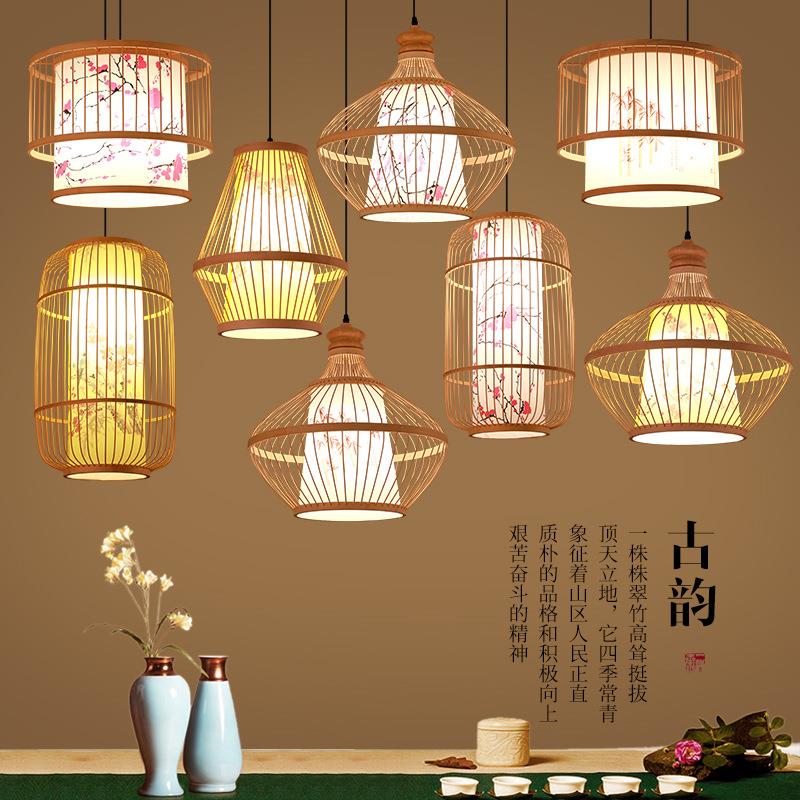 东南亚吊灯中式手工竹艺茶室饭店竹编灯卧室餐厅新中式餐饮店灯具
