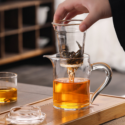 耐热加厚泡茶杯子公o道杯过滤内胆玻璃茶具红茶泡茶器茶水分离