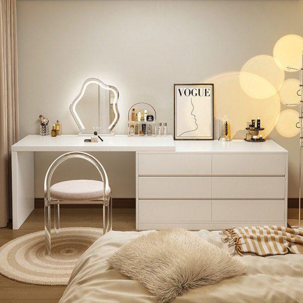 奶油风斗柜一体梳妆台卧室现代简约转角收纳床尾柜化妆台化妆桌子,住宅家具,梳妆台/桌,淘宝优惠券,粉丝福利购,淘宝优惠卷