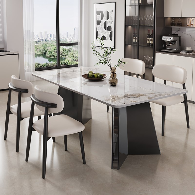 岩板西餐桌椅2025o新款轻奢现代简约家用小户型客厅白色长方形饭