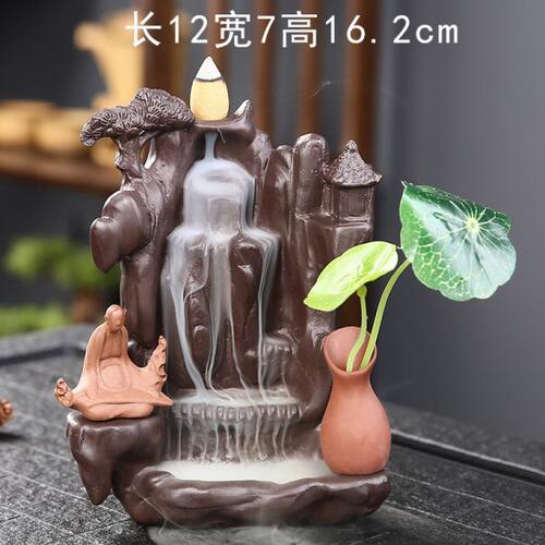 陶瓷倒流香炉高山流水观赏禅意茶道流香炉檀香线香熏香炉创意摆件