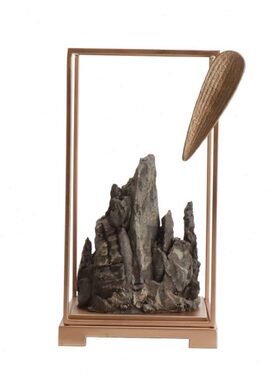 现代新中式创意假山竹叶铁艺家居摆件客厅玄关电视酒柜软装饰品