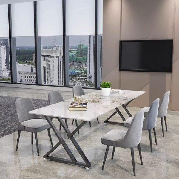 北欧轻奢岩板洽谈桌接待商用办公长方形桌子简约现代会客厅餐桌椅,住宅家具,岩板餐桌,淘宝优惠券,粉丝福利购,淘宝优惠卷