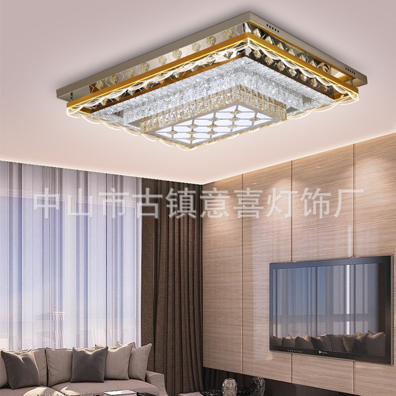 客厅吸顶灯圆形水晶灯简约现代w大气卧室餐厅灯2022年新款轻奢灯