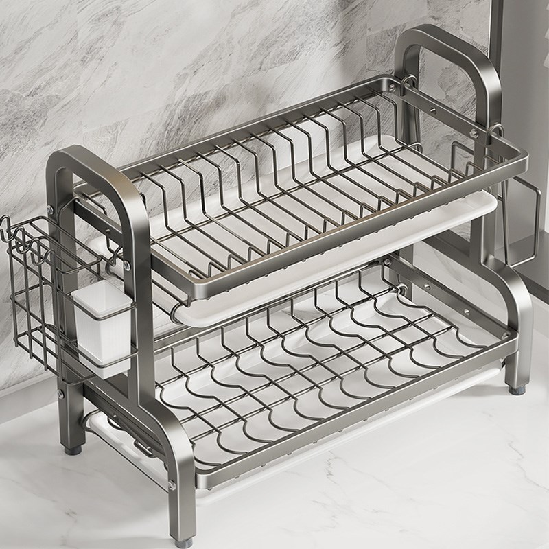 不锈钢厨房置物架碗盘碗碟收纳架多功能J碗筷碗柜放碗架沥水收纳