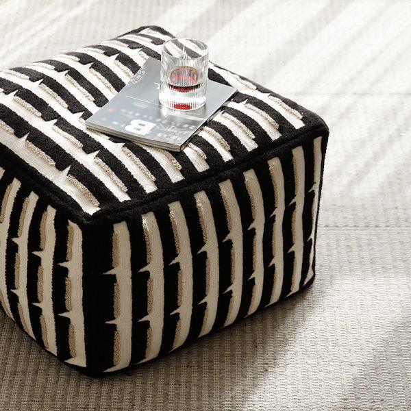 MILA米拉中古黑色立体浮雕绣客厅坐墩脚凳懒人沙发蒲团坐垫墩子,居家布艺,蒲团,淘宝优惠券,粉丝福利购,淘宝优惠卷