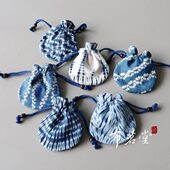 杂物袋 棉布抽绳束口袋 文玩袋 手工扎染印染小包包 布茗堂