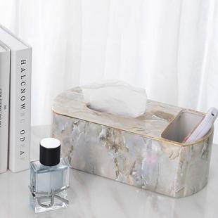 轻无品牌/奢理石纸巾盒摆件茶风几餐巾盒盒家用客厅陶瓷抽纸餐桌