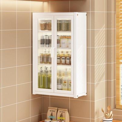 壁挂式墙上免钉204厨房置储物物柜防尘带柜调料收纳门架放调味品