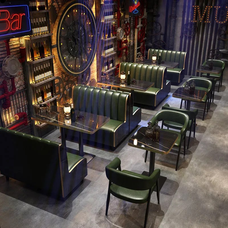 定制卡座沙发酒吧烧烤咖啡厅火锅饭店餐厅靠墙实木餐桌.椅组合商