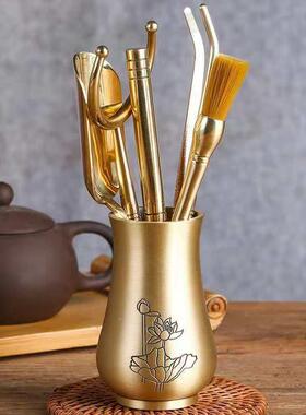 黄夹铜道六君子28641铜夹子功夫茶具配件套装绿茶叶茶茶镊子