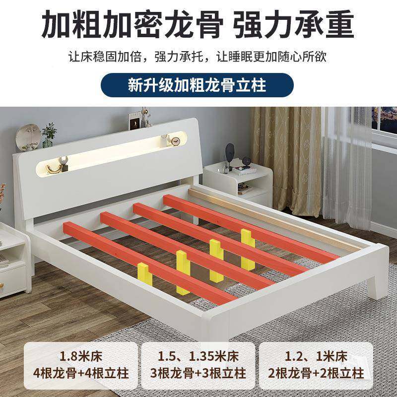 床实木1.5米现代板式床简约租房简易床1.8卧室架人经济型床.12双m