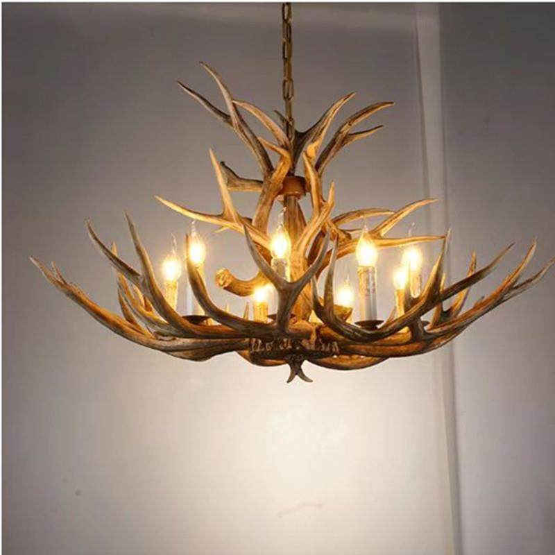 鹿角吊灯美式复古酒创意客餐厅吧厅咖业啡厅民971宿树脂鹿角工风,家装灯饰光源,智能吊灯,淘宝优惠券,粉丝福利购,淘宝优惠卷