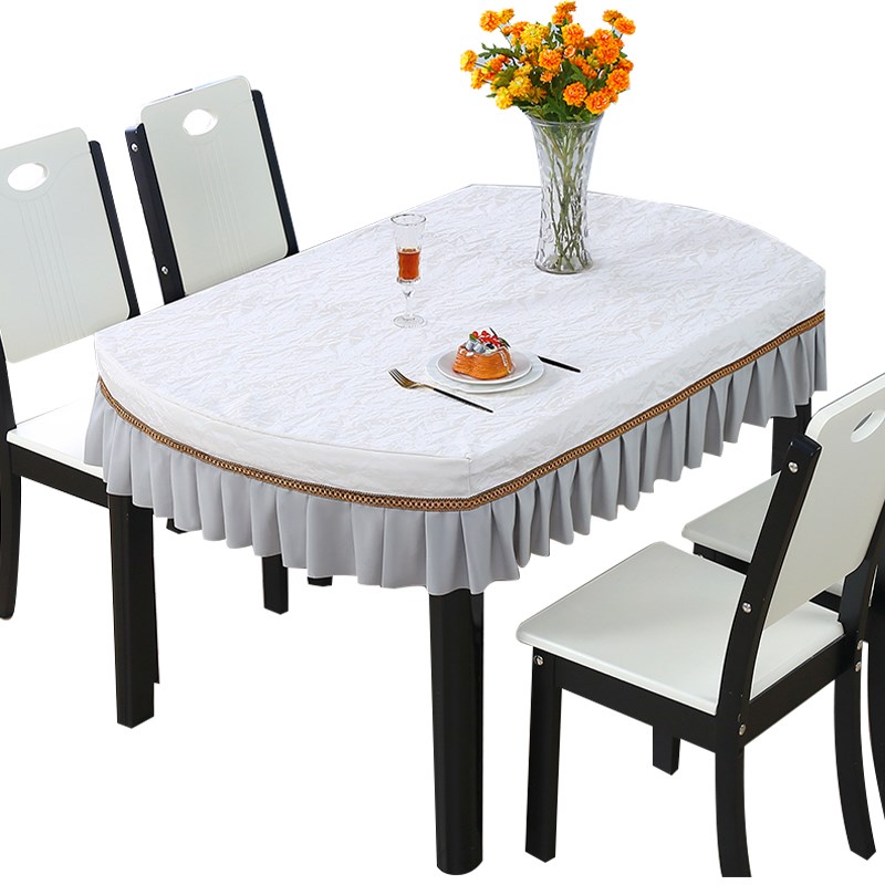 桌布椭圆形餐f桌罩套防水防油免洗防烫轻奢美式家用新款全包茶几