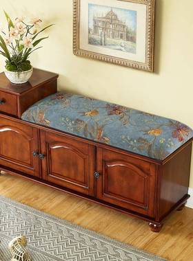 LD55102美式实木换鞋凳柜鞋门口门厅进坐穿鞋凳子软包垫欧式门储