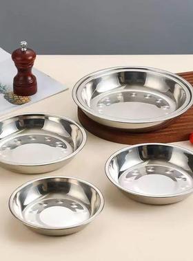 食品级不锈钢子幼园心IQD盘加儿厚菜盘点商用碟子吐骨碟加深盘铁