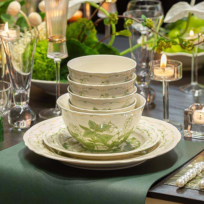 小清无品牌/新in风瓷碟碗套装家用碗陶高级铃兰花碗盘全套s组合餐,五金/工具,轴承装卸工具,淘宝优惠券,粉丝福利购,淘宝优惠卷