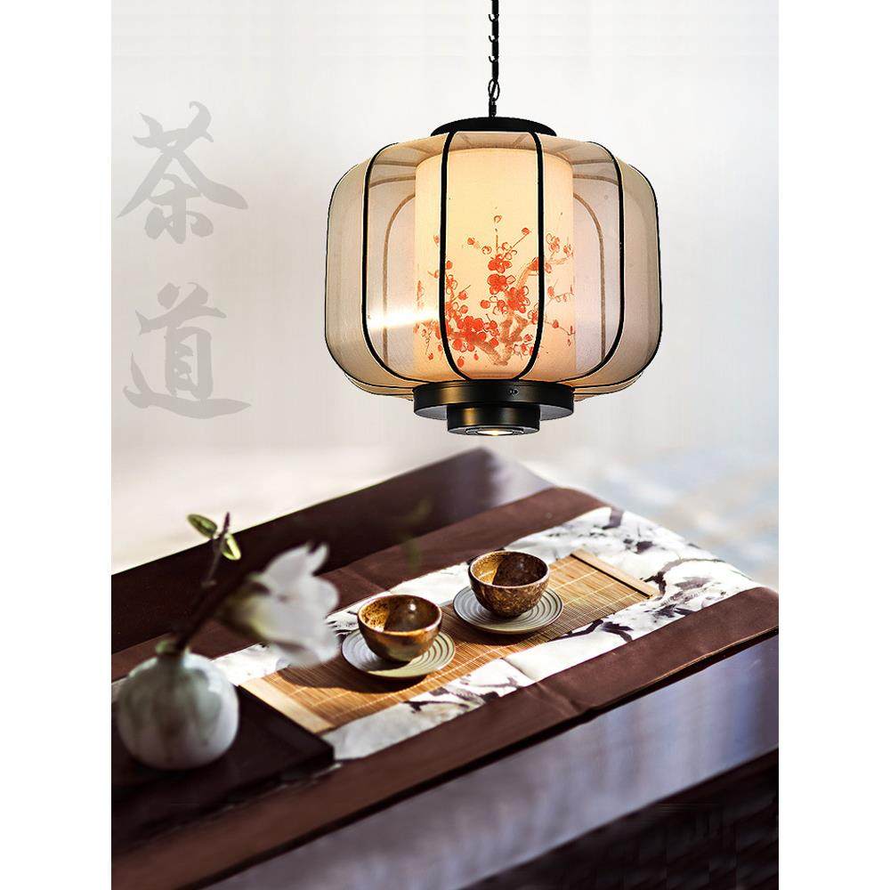 艺术灯灯意手绘圆572形吊灯厅布艺中式古典餐卡座茶禅室风吊具中,家装灯饰光源,智能吊灯,淘宝优惠券,粉丝福利购,淘宝优惠卷