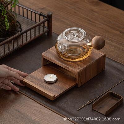 胡桃木花茶温茶底座底茶ILI壶加器热座温茶暖炉炉便携泡茶暖茶温