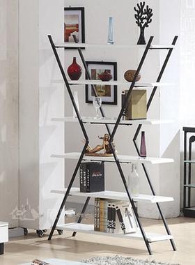 代简约铁83513用艺展示架层家卧室创现意书架多实木陈列架落地