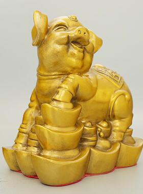黄室件铜猪摆铜猪元宝办猪FJO十二生肖猪家居公装饰工艺礼品摆设