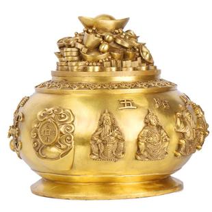 杨铜记铜器神大小聚五路财神宝盆摆件铜五路财聚宝号盆