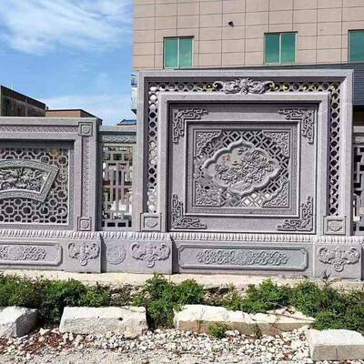 景区浮公园雕石福屏风浮雕门墙石雕壁画别墅浮LUD雕影壁墙中式字