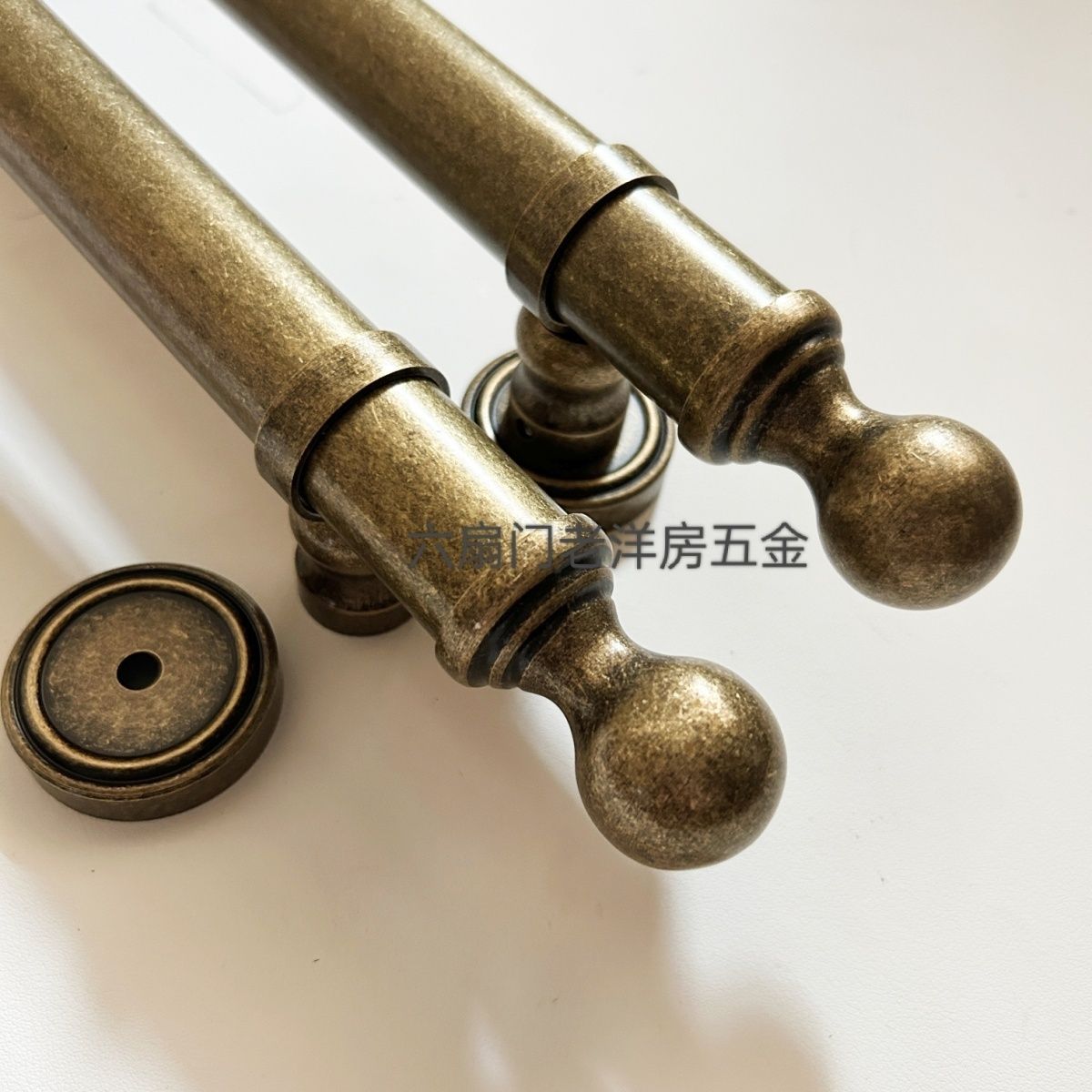 全铜美式复古实木大门拉手中式对开门纯铜大拉手立式简约明装把手