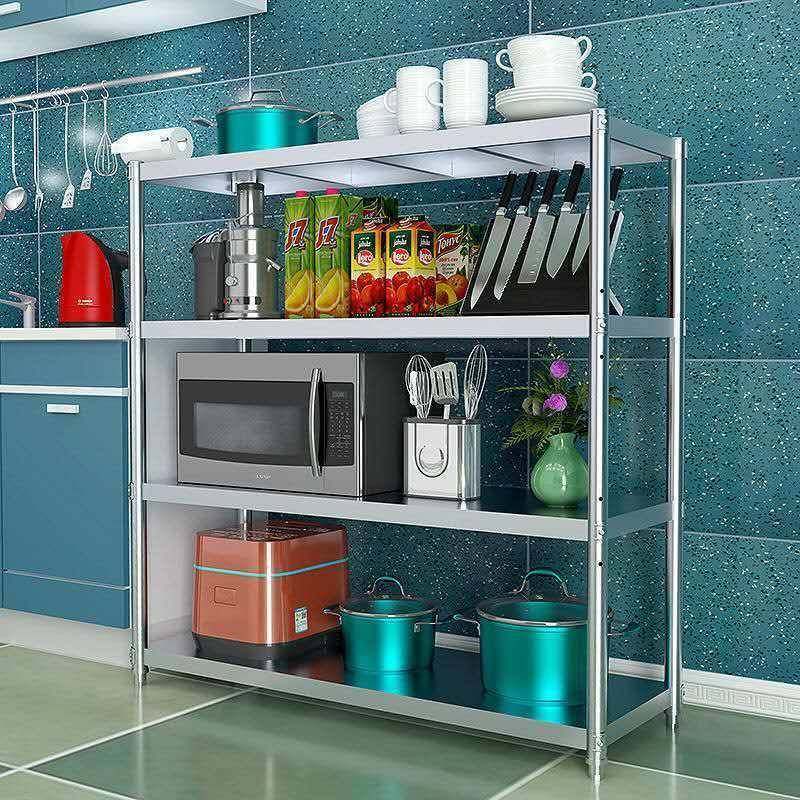 家厨房炉置见描述物架锅架放不锈钢用落地微波多层收纳架加整理储