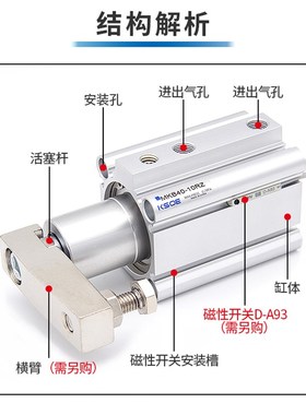 90度旋转夹紧下压转角气缸MKB12/16/20/25/32/40/50/63-10/30LZRZ