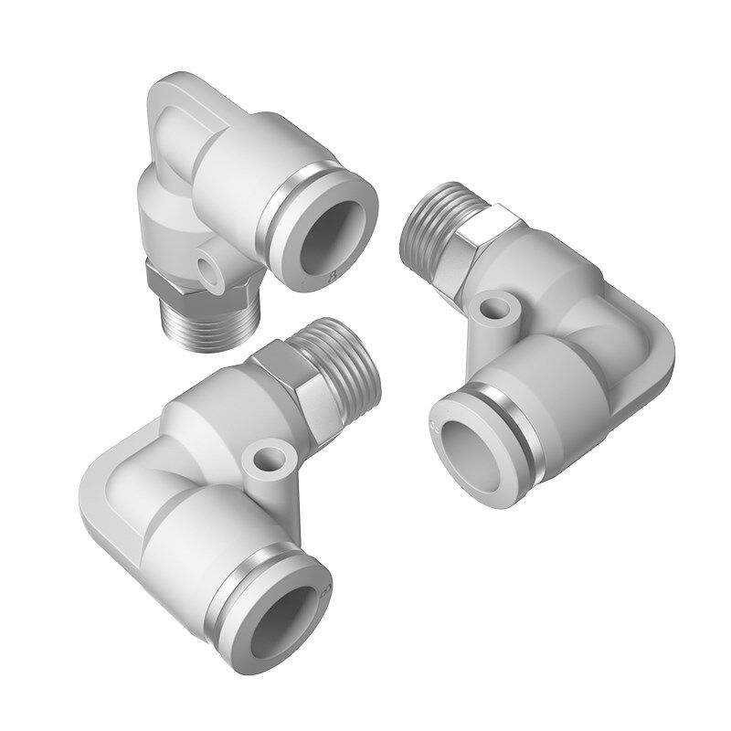 白色精品外螺纹弯头PL4-M5 6-03 8-02 10-01 10-03快速气管接头