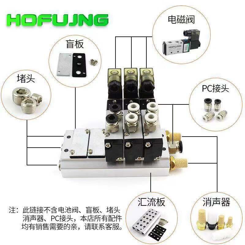 电磁阀汇流板底座100M/200M-2F-3F-4F-5F-6F-8F-9F-10F-11F-12F