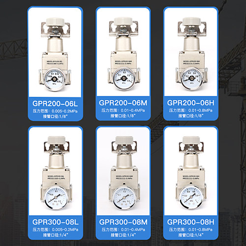 亚德客型精密调压阀GPR200-06/GPR300-08L/M/H数显空气减压恒压阀