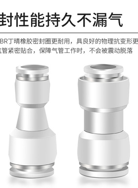 气管快速接头PE三通快插直通PU-6/8/10/12mm变径PG快接白色PY塑料