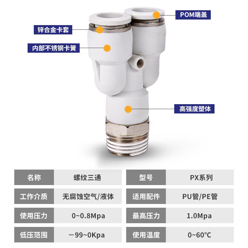 白色镀镍外丝插管接头PX APX BPX4/6/8/10/12/16-M5/01/02/03/04