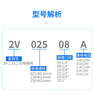 一进一出气动阀电磁控制阀24v气管气缸220v开关阀12单向常闭2V025