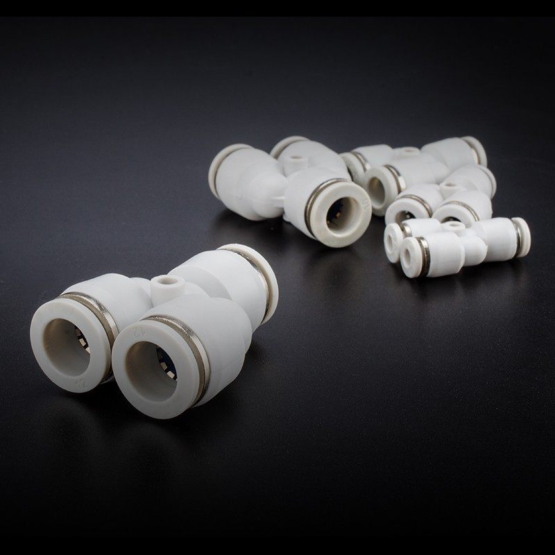 高品质气动气管白色精品Y型三通塑料快插接头PY04/06/08/10/12/16