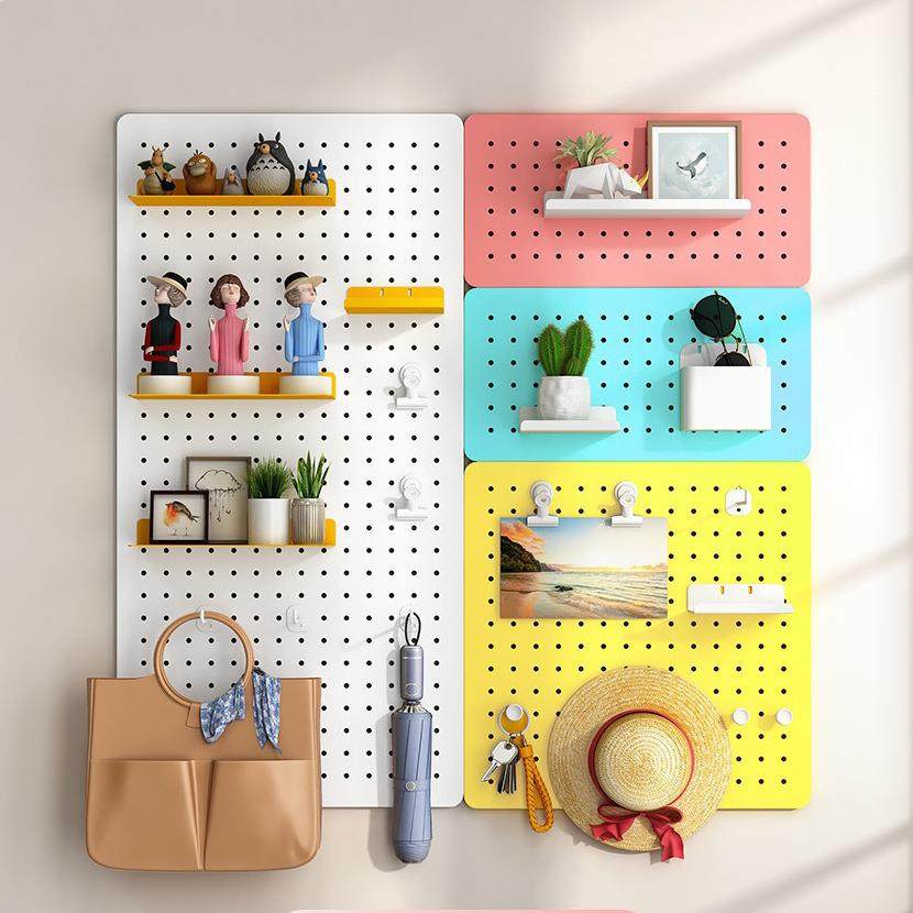 墙上洞洞板置物架墙壁隔板金属免打孔挂板玄关书桌收纳墙面展示架,收纳整理,收纳洞洞板,淘宝优惠券,粉丝福利购,淘宝优惠卷