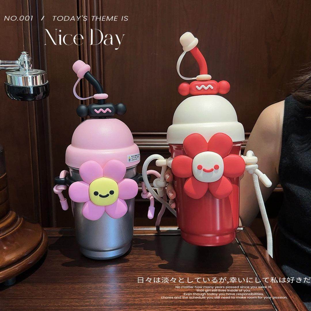 2024新款女生保温杯大容量桌面吸管杯高颜值不锈钢便携斜跨杯子,餐饮具,保冷/保温杯,淘宝优惠券,粉丝福利购,淘宝优惠卷